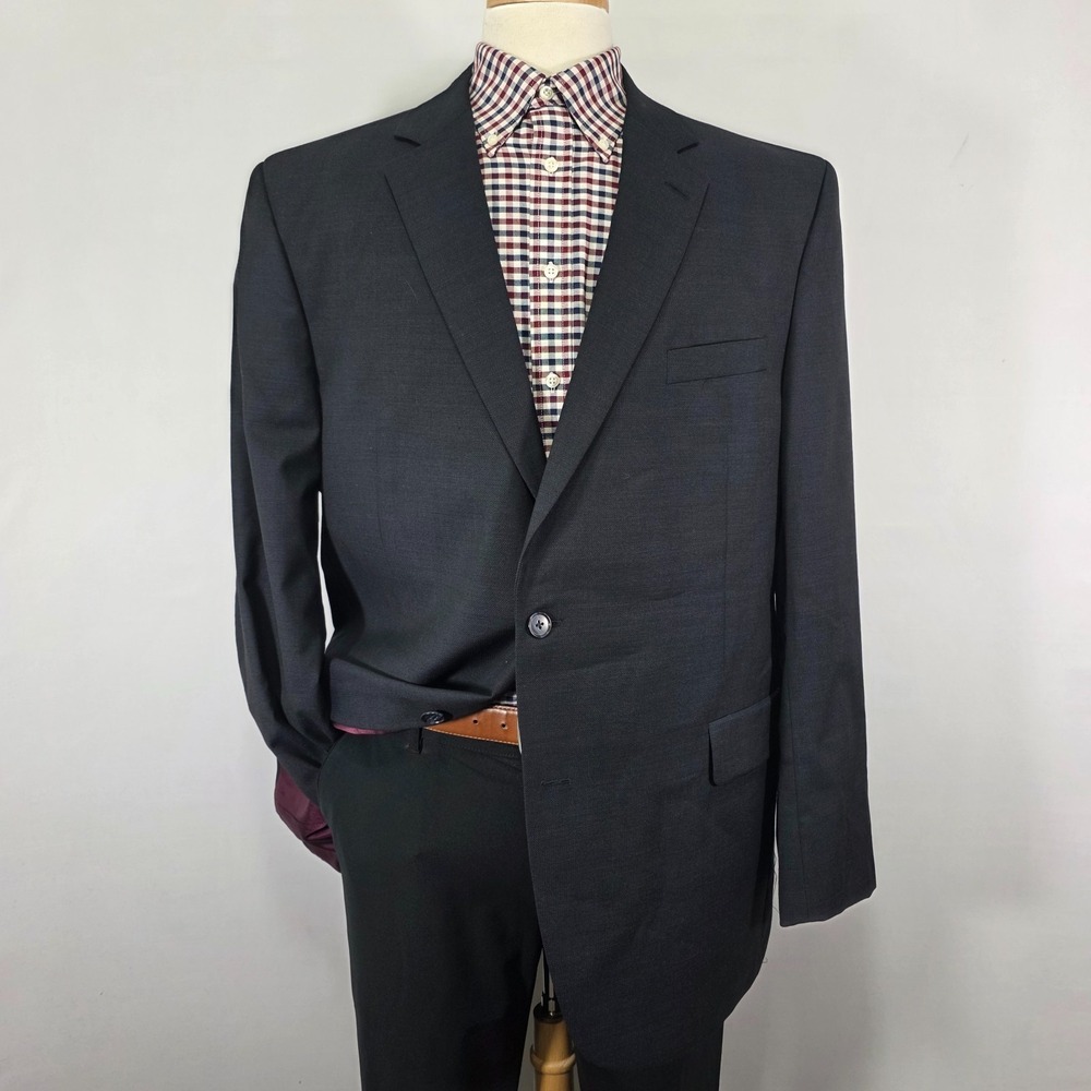 Jack Victor NEPTUNE Men's Sport Coat Blazer Two Button Black Wool Size 48L
